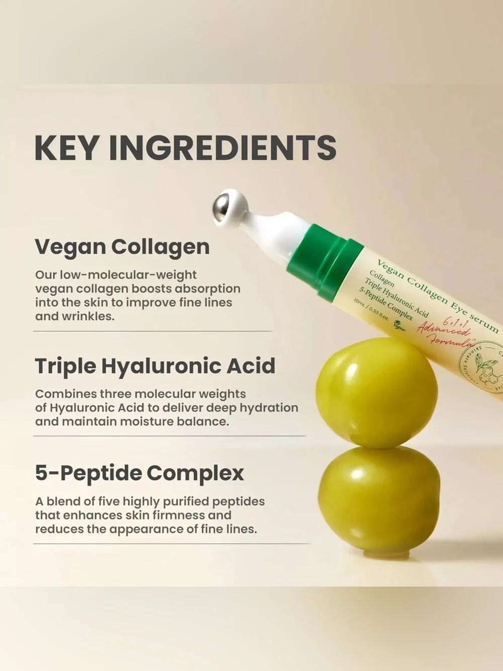 Axis-Y Vegan Collagen Eye Serum — Roller Applicator NIB 10 ml / 0.33 fl oz.